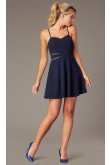 New Arrival Sheer Sides Homecoming Dress, Spaghetti Navy Blue Graduation Prom Dresses sd-047