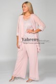 Pearl Pink 3PC Plus Size Mother's Pantsuit, Tailleur-pantalon pour femmes de grande taille mps-542-4