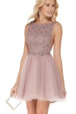 Pearl Pink Homecoming Dress with Embroidered Bodice,Bean Paste Above Knee Dress sd-003
