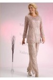 Pink Champagne lace Mother of the bride suit dress 2 PC Women's Outfits mps-320
