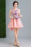 Pink Hand Beading Homecoming Dresses Front Short Long Back prom dresses TSJY-063