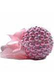 Pink Handmade Beads Wedding bouquets for bride with Glass Drill and Crystal