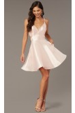 Pink V-Neck Homecoming Dress,A-line Above Knee Short Prom Dresses sd-043-5