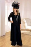 Plus Size black mother of the bride pantsuits With Lace Jacket mps-258