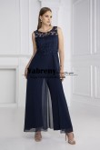 Best Popular Mother of the Bride Jumpsuits with Overskirt Dark Navy Completo pantalone mps-685