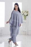 Plus size Mother of the bride Pants Suits With Asymmetry Overlay Gray Women's Outfits mps-315