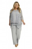 Plus Size Silver Gray Lace Pant suits for GrandMother of the Bride Women Outftis mps-736-2