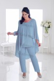 Plus Size Sky Blue Mother of the bride pants suits Overlay Women's Outfits mps-314