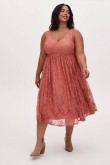 Plus Size Watermelon lace Women's Dresses, Midi Summer Dresses mps-410