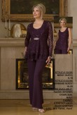 Purple Lace Mother of the bridal pant suits dresses outfits mps-063