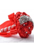 Red Crystal Artificial Flowers Rose for Bridesmaids Bouquet for wedding