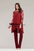 Red Loose Mother of the Bride Pant Suits with Sleeves Women outfit for Wedding Guest mps-711