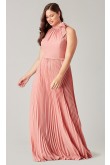 Rose Pink Halter Bridesmaids Dresses With Accordion Pleats so-279