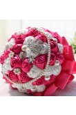 Rose Red and ivory Artificial wedding bouquets with Hand beads and Glass Drill
