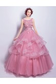 Rose Red Multilayer Ball Gown dress Ruffles Quinceanera Dresses TSJY-177
