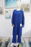 Royal blue beaded Mother of the bride pant suits Plus size Trousers outfit real pic mps-179