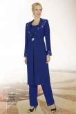 Royal blue Classic long coat with mother of the bride pant suits for the wedding mps-073