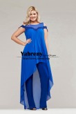 Royal Blue Off the Shoulder Mother of the Bride Pant Suits with High Low Tunic Women Outfit mps-715