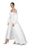 Satin Bridal Jumpsuit White Wedding Gown Detachable Train so-135