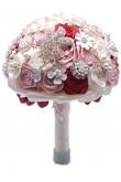 Satin Crystal Glass Drill wedding bouquets for bride Pink and white and red flowers for bride