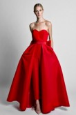 Satin Wedding Jumpsuit dresses With Detachable Train Red so-089
