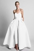 Satin Wedding Jumpsuit dresses With Detachable Train White so-091