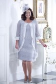 Silver Gray Chiffon Mother of the bride dress With Sleeves Plus size women's outfits mps-355