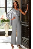 Silver Gray Sequins Fashion Mother of the bride pant suit Jumpsuit mps-087