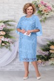 Sky Blue Lace Tea-Length Mother's Dresses Plus Size Women's Dresses mps-462-5