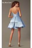 Sky Blue Semi Formal A-Line Homecoming Dresses,Spaghetti Sexy Short Dresses,Vestidos De Fiestaj sd-056-6