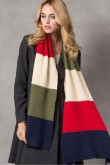 Stylish British Wind Woman Autumn Winter Plaid Scarves Dark Navy Red Deep Olive and Ivory