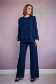 Three Piece Chiffon Under 100 Mother of the Bride Pant Suits Dark Navy Spring Women's  Outfits mps-750-2