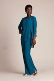 Under $100 Blue Chiffon Three Piece mother of the bride pants suits With jacket mps-262