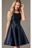 Under $100 Cross-Tie-Back Homecoming Dress, Dark Blue A-line Short Party Dress sd-013-2