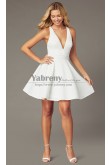 Under $100 Deep-V-Neck Short Dresses,Ivory A-line Homecoming Dresses sd-015-2