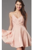 Under $100 Pleated-Bodice Homecoming Dress, Simply Above Knee Pink Prom Dresses sd-044-2