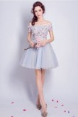 Under 100 Sky Blue A-line Homecoming Dresses Off the Shoulder Prom Dresses TSJY-046