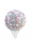 Wedding bouquets for bride for pink and ivory Hand Beading Crystal