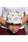White and ivory Artificial Flowers Rose for Bride Bouquet with preals