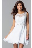 White Lace-Bodice Chiffon Homecoming Party Dress,Glamorous Above Knee Party Dresses sd-035-3