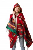 2019 New Style Women's Hooded Cape With Tassels Geometric pattern Poncho Free Shipping