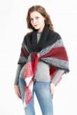 Women's Fashion Shawl Soft Fall Winter Scarf Black Gray and Red