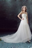 Yabreny Dressy Brush Train white Strapless prom Dresses TSJY-019