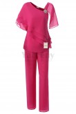 Yabreny Fashion Chiffon Mother of the Bride Pants suit 2PC Outfit Rose Red MT001702-1
