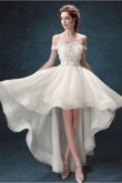 Yabreny Front Short Long Back Off the Shoulder Ivory wedding Dresses lovely Appliques lace bride Dresses TSJY-026