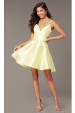 Yellow V-Neck Homecoming Dress,A-line Above Knee Short Prom Dresses sd-043-3