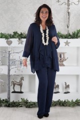 2020 Dark navy chiffon Mother of the bride pants suits dresses outfits mps-030