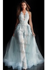 Halter lace Princess bride jumpsuit Disassemble Brush Train V-neck wedding dresses so-200