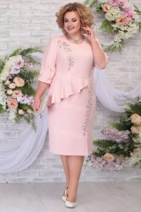 Pink Chiffon Mid-Calf Mother of the Groom Dresses Plus Size Women's Dress mps-463-2