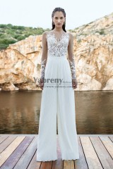 The Best Stylish Pleated Wedding Jumpsuits Empire Bridal Pant Suits so-355